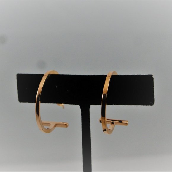 Cut Hoop Earrings | Rose Gold - New! - Picture 3 of 4